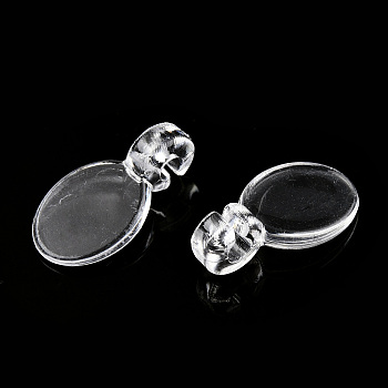 Transparent AS Plastic Pendant Blanks, Hair Findings, for DIY Hair Tie Accessories, Flat Round, Clear, 16x9x6mm, Hole: 2mm, about 5000pcs/bag