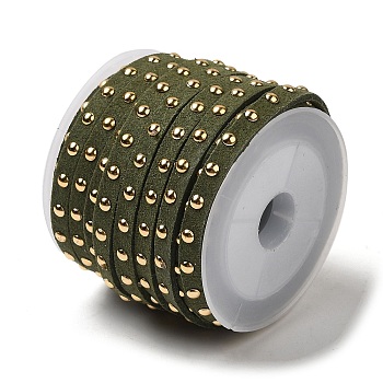 Faux Suede Cord, with Golden Tone Alloy Rivet, For Punk Rock Jewelry Making, Olive, 5x2.5mm, about 5.46 yards(5m)/roll