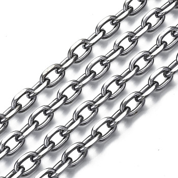 Unwelded Iron Cable Chains, Diamond Cut Chains, with Spool, Gunmetal, 10.7x6.8x1.9mm, about 32.8 Feet(10m)/roll