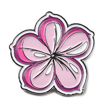 Pink Series Enamel Pin, Platinum Zinc Alloy Brooch for Women, Flower, 31x17x1.5mm