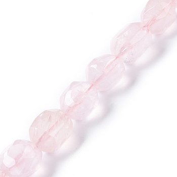 Natural Rose Quartz Beads Strands, Faceted, Oval, 14~15x10~11x9~10mm, Hole: 1mm, about 28pcs/strand, 15.47 inch(39.3cm)