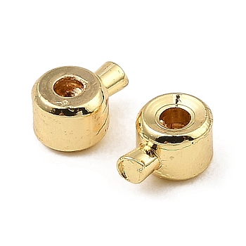 Brass Crimp Beads, Long-Lasting Plated, Column, Real 14K Gold Plated, 4.5x3.5x2.5mm, Hole: 0.9mm