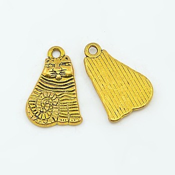 Tibetan Style Alloy Pendants, Cadmium Free & Nickel Free & Lead Free, Cartoon Cat Shape, Antique Golden, 13x1.6mm, Hole: 2mm