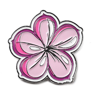 Hot Pink Flower Alloy+Enamel Enamel Pins