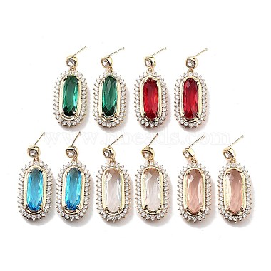 Mixed Color Oval Glass Stud Earrings