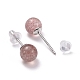 Crackle Round Strawberry Quartz Dainty Stud Earrings for Girl Women(EJEW-M202-04A)-2