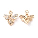 Brass Micro Pave Clear Cubic Zirconia Charms(X-KK-G418-11G)-2