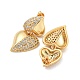 Heart Brass Pave Clear Cubic Zirconia Stud Earrings(EJEW-M258-81G)-2