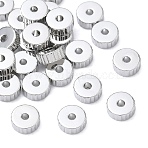 SHEGRACE Brass Beads, Cadmium Free & Nickel Free & Lead Free, Textured Flat Round, Platinum, 5x5x2mm, Hole: 1.2mm(XGRQ19219-309P)