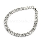 Tarnish Resistant Fashionable 304 Stainless Steel Cuban Link Chain Bracelets, with Lobster Claw Clasps, Stainless Steel Color, 8-5/8 inch(220mm), 6.5mm(STAS-A028-B062P)