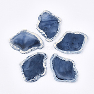 Half Drilled Resin Beads, For Big Pendants Making, Imitation Agate Slices, Steel Blue, 54~55x41~42x4mm, Half Hole: 1mm(X-RESI-S374-26B)