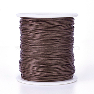 Waxed Cotton Thread Cords, Saddle Brown, 1mm, about 100yards/roll(300 feet/roll)(YC-R003-1.0mm-299)