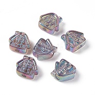 UV Plating Rainbow Iridescent Acrylic Beads, House, Medium Purple, 16x17.5x8mm, Hole: 3.5mm(PACR-M003-02A)