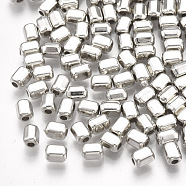 CCB Plastic Spacer Beads, Hexagonal Prisms, Platinum, 4x2.5x3mm, Hole: 1.2mm(CCB-T006-058P)