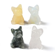 Natural & Synthetic Mixed Gemstone Carved Dog Figurines, for Home Office Desktop Feng Shui Ornament, 21~23x19.5~22.5x30mm(DJEW-M015-10)