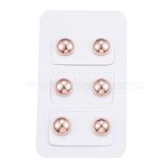 304 Stainless Steel Ear Studs, Hypoallergenic Earrings, Half Round, Rose Gold, 15mm, Pin: 1mm, 3pairs/card(EJEW-G210-01RG)