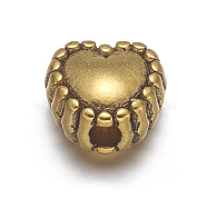 Tibetan Style Alloy Beads, Cadmium Free & Lead Free, Heart, Antique Golden, 5x6x4mm, Hole: 1.5mm(X-PALLOY-08-AG-RS)