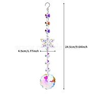 Snowflake Faceted Glass Suncatchers, Platinum Tone Metal Hanging Ornaments, Flower, 245x45mm(PW-WG24776-06)