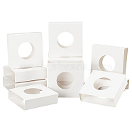 Square Cardboard Gift Boxes, for Floating Display Frame Stand, with Hollow Window, White, Round Pattern, 7x7x2cm, Unfold: 9x7x0.1cm, Round: 3.5cm(CON-WH0003-31A-01)