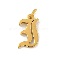 Ion Plating(IP) 304 Stainless Steel Charms, Laser Cut, Golden, Letter Charm, Letter I, 14.5x8x1.5mm, Hole: 3mm(STAS-I010-01G-I)