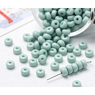 Opaque Acrylic Beads, Flat Round, Pale Turquoise, 7x4mm, Hole: 1.6mm, about 70pcs/bag(MACR-TAC0001-03B-1)