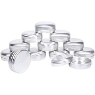 Round Aluminium Tin Cans, Aluminium Jar, Storage Containers for Cosmetic, Candles, Candies, with Screw Top Lid, Platinum, 77x32mm, 15pcs/box, Capacity: 100ml(CON-PH0001-72)