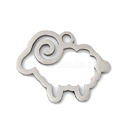 201 Stainless Steel Pendants, Sheep Charms, Stainless Steel Color, 12.5x16x1mm, Hole: 1.4mm(STAS-F316-27P)