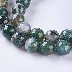 Natural Moss Agate Beads Strands, Round, 8mm, Hole: 1mm, about 46pcs/strand, 14.7 inch(37.4cm)(G-L470-31-8mm)