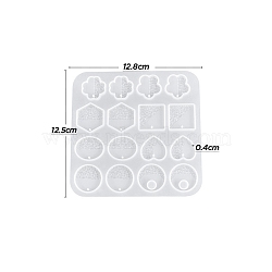 DIY Geometrical Pendants Silicone Molds, Resin Casting Molds, For UV Resin, Epoxy Resin Jewelry Making, White, 128x125x4mm(PW-WG76724-02)