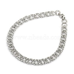 Tarnish Resistant Fashionable 304 Stainless Steel Cuban Link Chain Bracelets, with Lobster Claw Clasps, Stainless Steel Color, 8-5/8 inch(220mm), 6.5mm(STAS-A028-B062P)