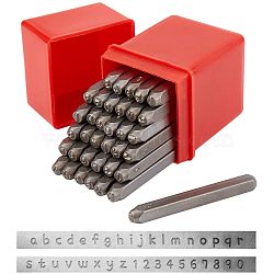 Iron Seal Stamps, Lowercase Letter a~z & Number 0~9, Platinum, 6x0.6cm, 36pcs/box(AJEW-PH0007-18)