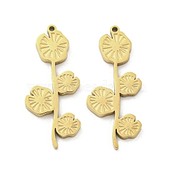 Ion Plating(IP) 316L Surgical Stainless Steel Pendants, Laser Cut, Flower Charm, Real 18K Gold Plated, 25x10.5x1.5mm, Hole: 0.9mm(STAS-K280-03G)