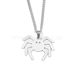 201 Stainless Steel Pendant Necklaces for Man, Crab, 23.78 inch(60.4cm), Crab: 26.5x35x1.3mm(NJEW-Q336-02I-P)