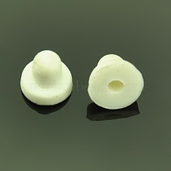 Plastic Ear Nuts, Earring Backs, White, 6x6x5mm, Hole: 2mm(FIND-E003-01)