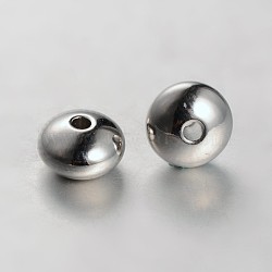 Flat Round Brass Spacer Beads, Nickel Free, Platinum, 7x4.5mm, Hole: 1.5mm(KK-J204-02P-NF)