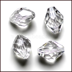 Imitation Austrian Crystal Beads, Grade AAA, K9 Glass, Faceted, Bicone, Clear, 8x11mm, Hole: 0.9~1mm(SWAR-F054-11x8mm-01)