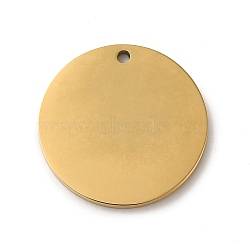 Ion Plating(IP) 304 Stainless Steel Pendants, Stamping Blank Tag, Flat Round Charm, Golden, 25x1.5mm, Hole: 1.8mm(X-STAS-K270-28B-G)