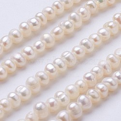 Natural Cultured Freshwater Pearl Beads Strands, Potato, Beige, 2.5~4.5x4.5~6mm, Hole: 0.7mm,  about 87~90pcs/strand, 1.36~1.38 inch(34.5~35cm)(PEAR-F004-02-01)