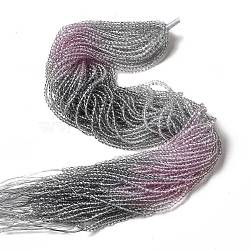 Transparent Gradient Color Glass Beads Strands, Faceted Round, Slate Gray & Orchid, 3x2.8mm, Hole: 0.9mm, about 123pcs/strand, 14.53''(36.9cm)(X1-GLAA-H021-01B-12)