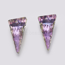 K9 Glass Rhinestone Pendants, Imitation Austrian Crystal, Faceted, Triangle, Violet, 28x14x7~7.5mm, Hole: 1.6mm(X-GLAA-K034-J02)