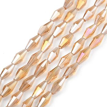 Transparent Glass Beads, Bicone, AB Color Plated, Faceted, Peru, 8x4mm, Hole: 0.8mm, about 70pcs/strand, 20.47 inch(52cm)