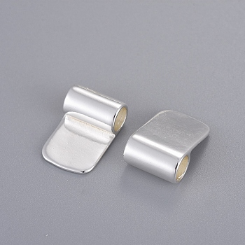 Brass Glue-on Flat Pad Bails, Silver Color Plated, 16.5x11mm, Hole: 4.5mm