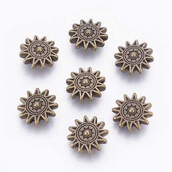 Tibetan Style Alloy Sun Beads, Cadmium Free & Nickel Free & Lead Free, Antique Bronze, 17x6mm, Hole: 2mm