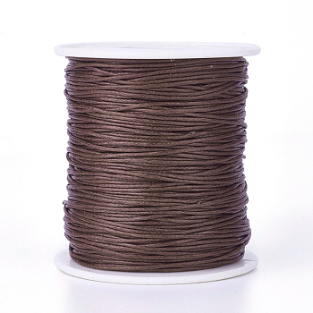 Waxed Cotton Thread Cords, Saddle Brown, 1mm, about 100yards/roll(300 feet/roll)