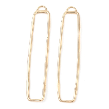 Brass Open Back Bezel Pendants, Rectangle, Real 14K Gold Plated, 60x12.5~13.5x1.5mm, Hole: 4x2mm