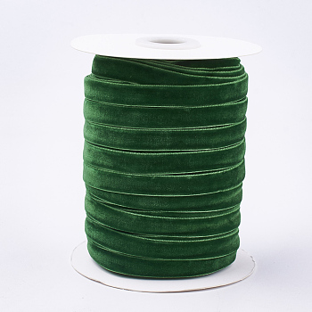 Single Face Velvet Ribbon, Green, 3/8 inch(9.5~10mm), about 50yards/roll(45.72m/roll)