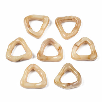 Opaque Acrylic Linking Rings,  Imitation Jade, Triangle, Wheat, 23x23x6mm, Inner Diameter: 13.5x12mm, about 370pcs/500g