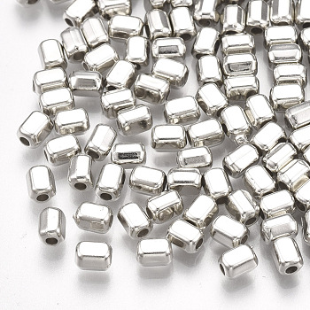 CCB Plastic Spacer Beads, Hexagonal Prisms, Platinum, 4x2.5x3mm, Hole: 1.2mm