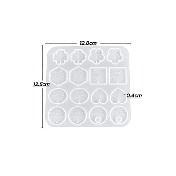 DIY Geometrical Pendants Silicone Molds, Resin Casting Molds, For UV Resin, Epoxy Resin Jewelry Making, White, 128x125x4mm