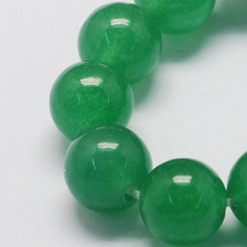Natural Jade Bead Strands, Dyed, Round, Medium Sea Green, 12mm, Hole: 1.5mm, about 33pcs/strand, 15.3 inch